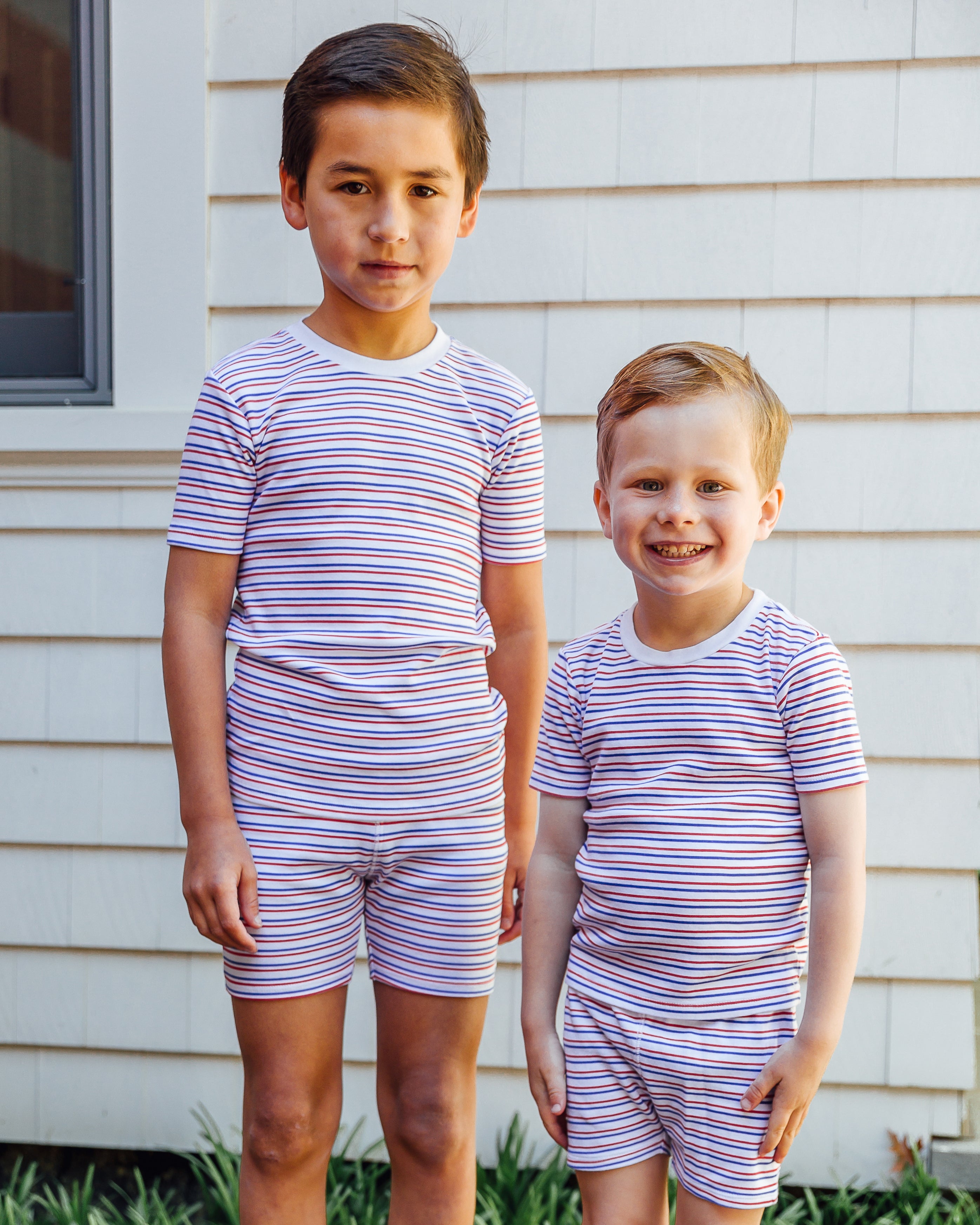 The Organic Short Sleeve Pajama Set [Americana Stripe]