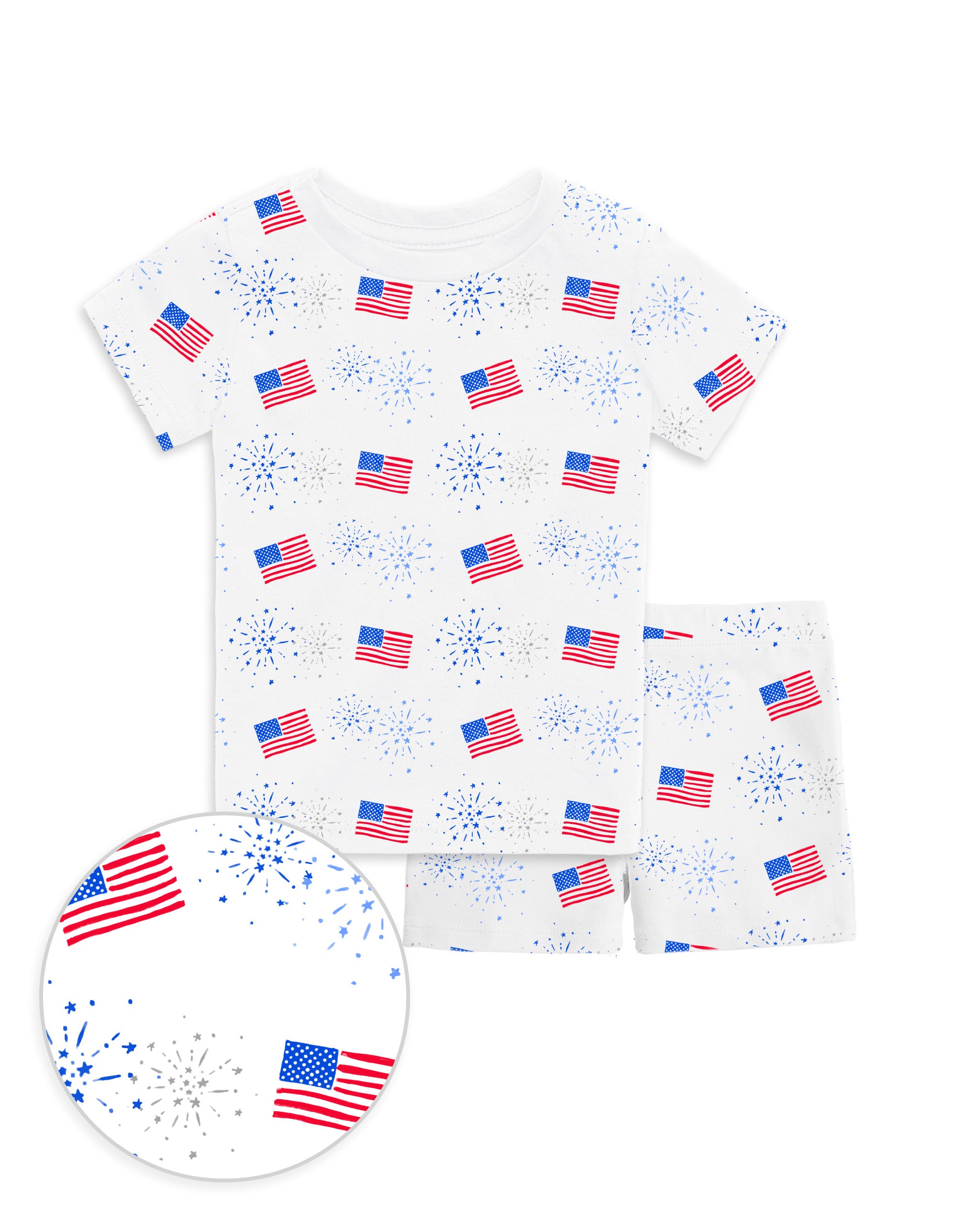 The Organic Short Sleeve Pajama Set [Flags and Fireworks]