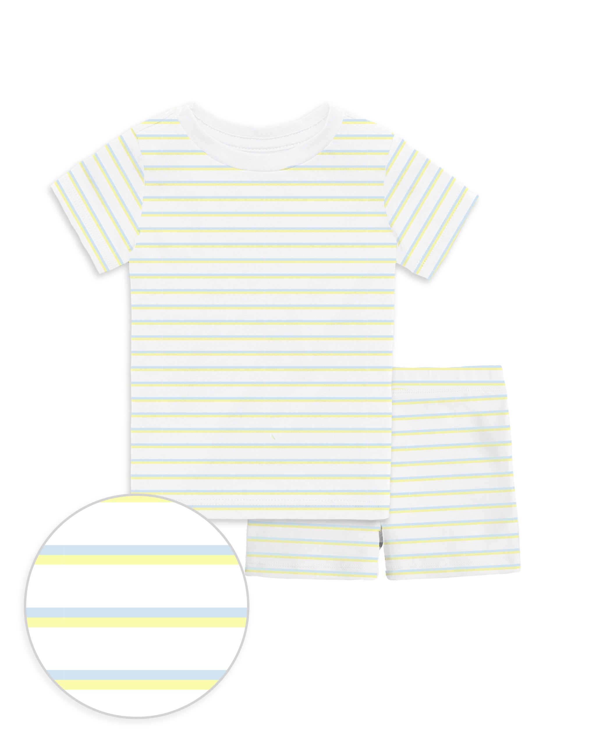 The Organic Short Sleeve Pajama Set [Lemon Double Stripe]