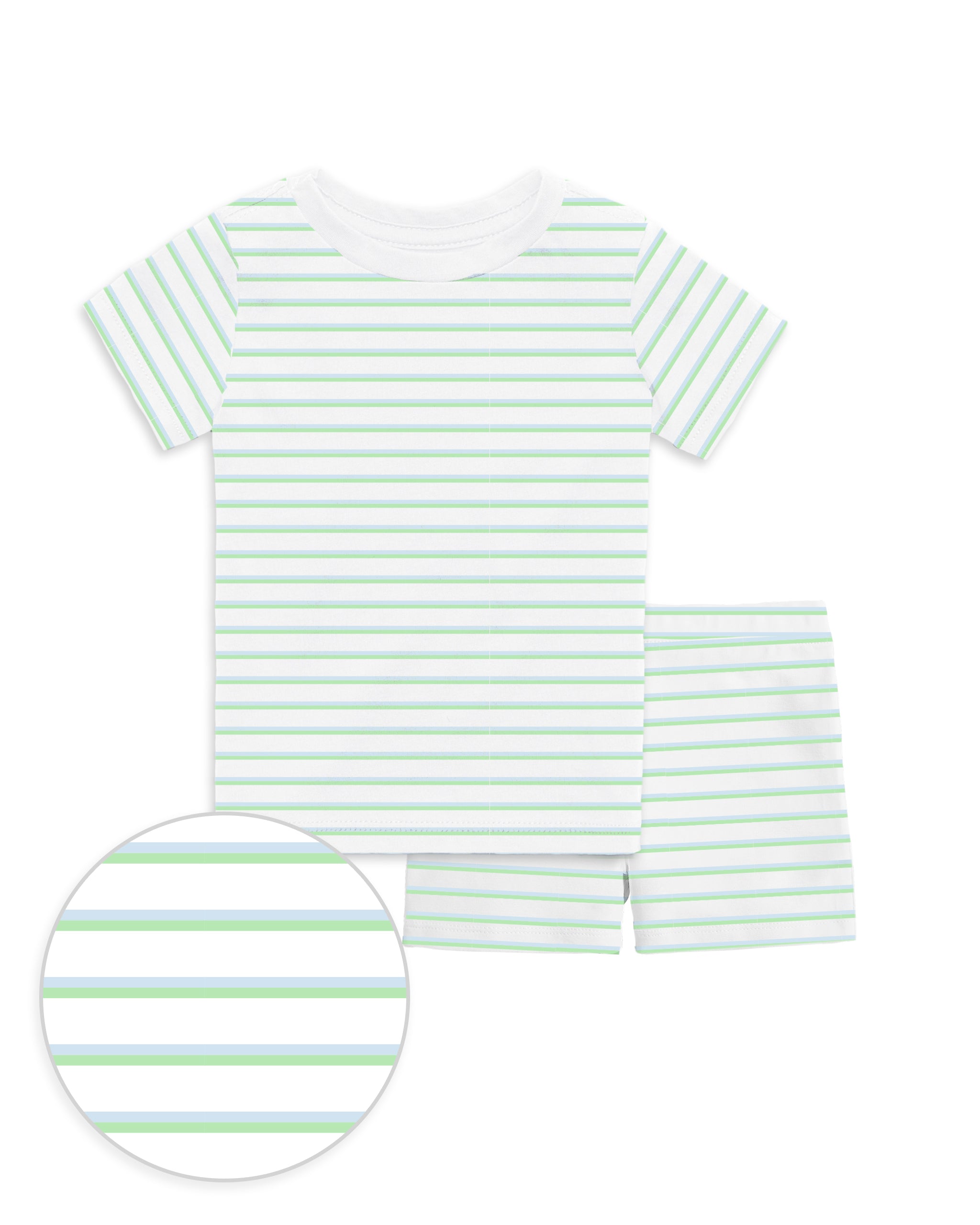 The Organic Short Sleeve Pajama Set [Mint Double Stripe]