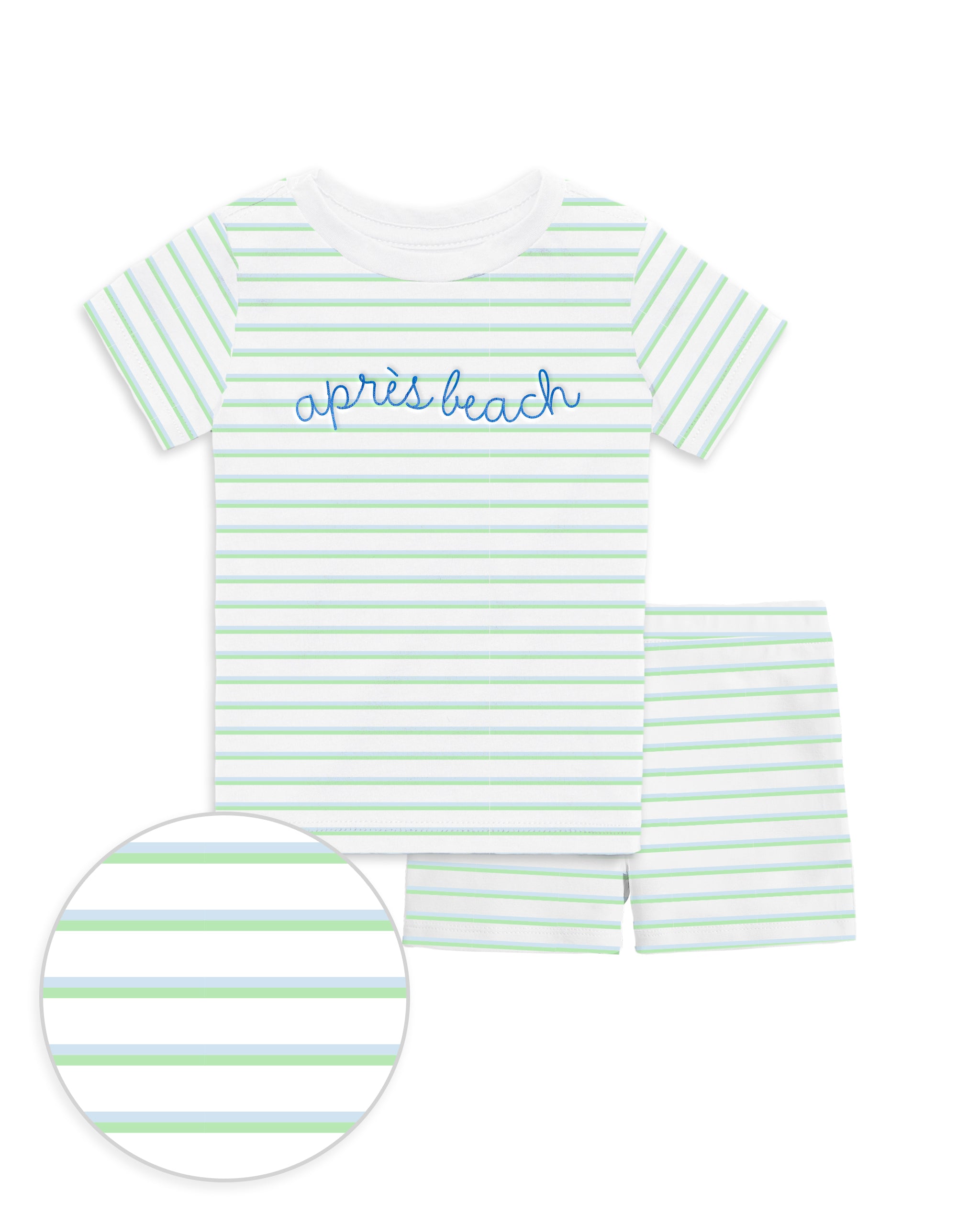 The Organic Short Sleeve Pajama Set [Mint Double Stripe Apres Beach]