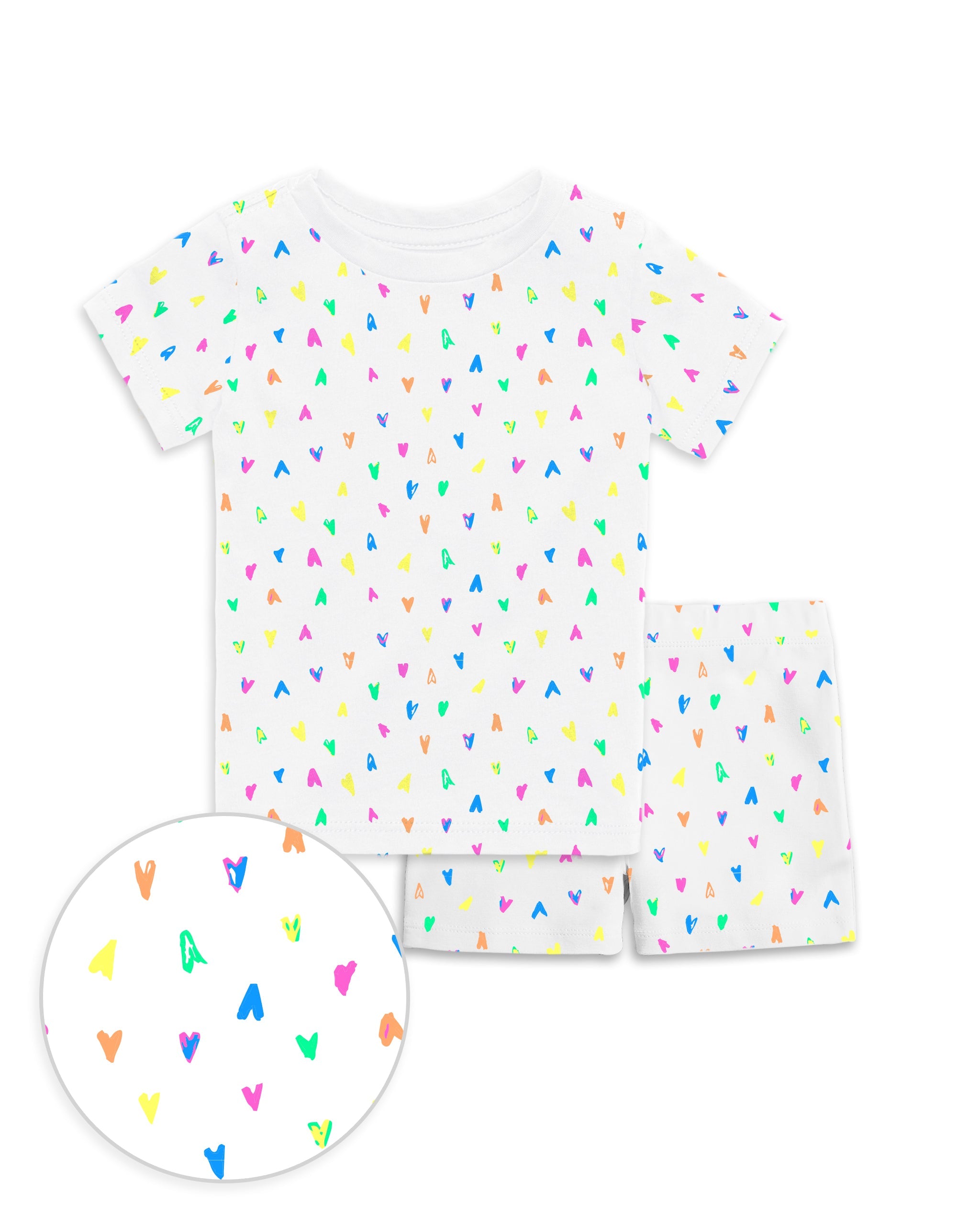 The Organic Short Sleeve Pajama Set [Neon Hearts]