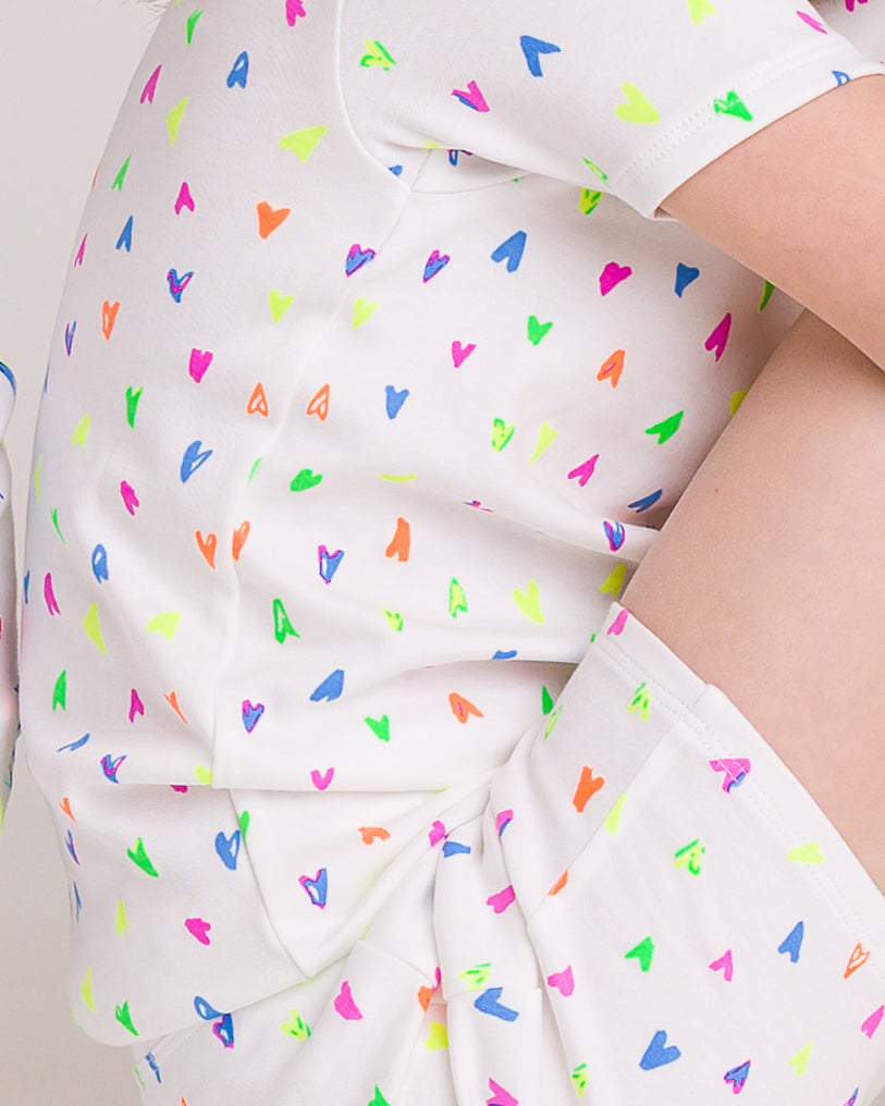 The Organic Short Sleeve Pajama Set [Neon Hearts]