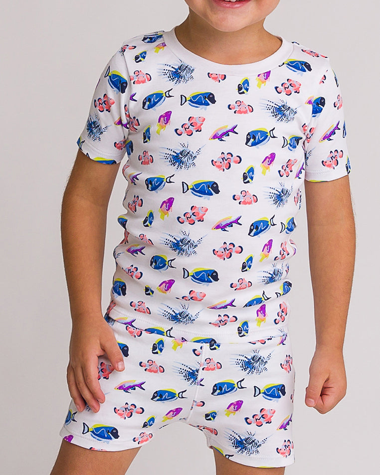 The Organic Short Sleeve Pajama Set [Tropical Fish]
