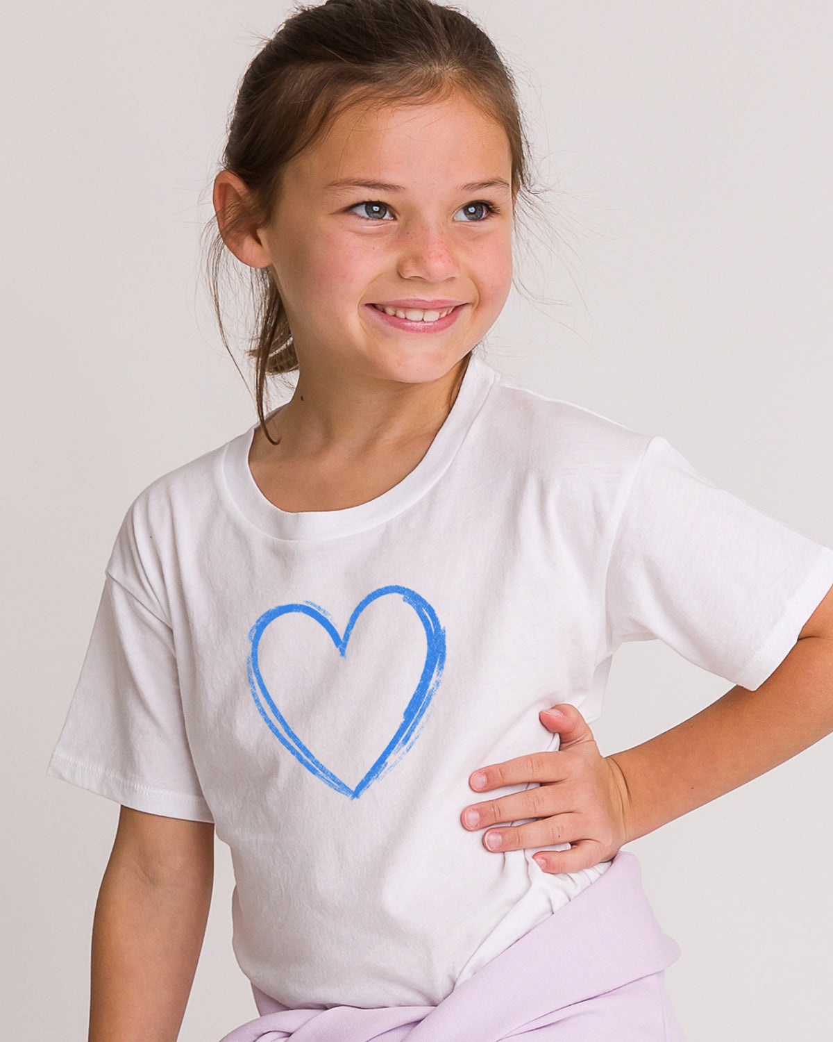 The Organic Short Sleeve Boxy Tee [White with Heart]