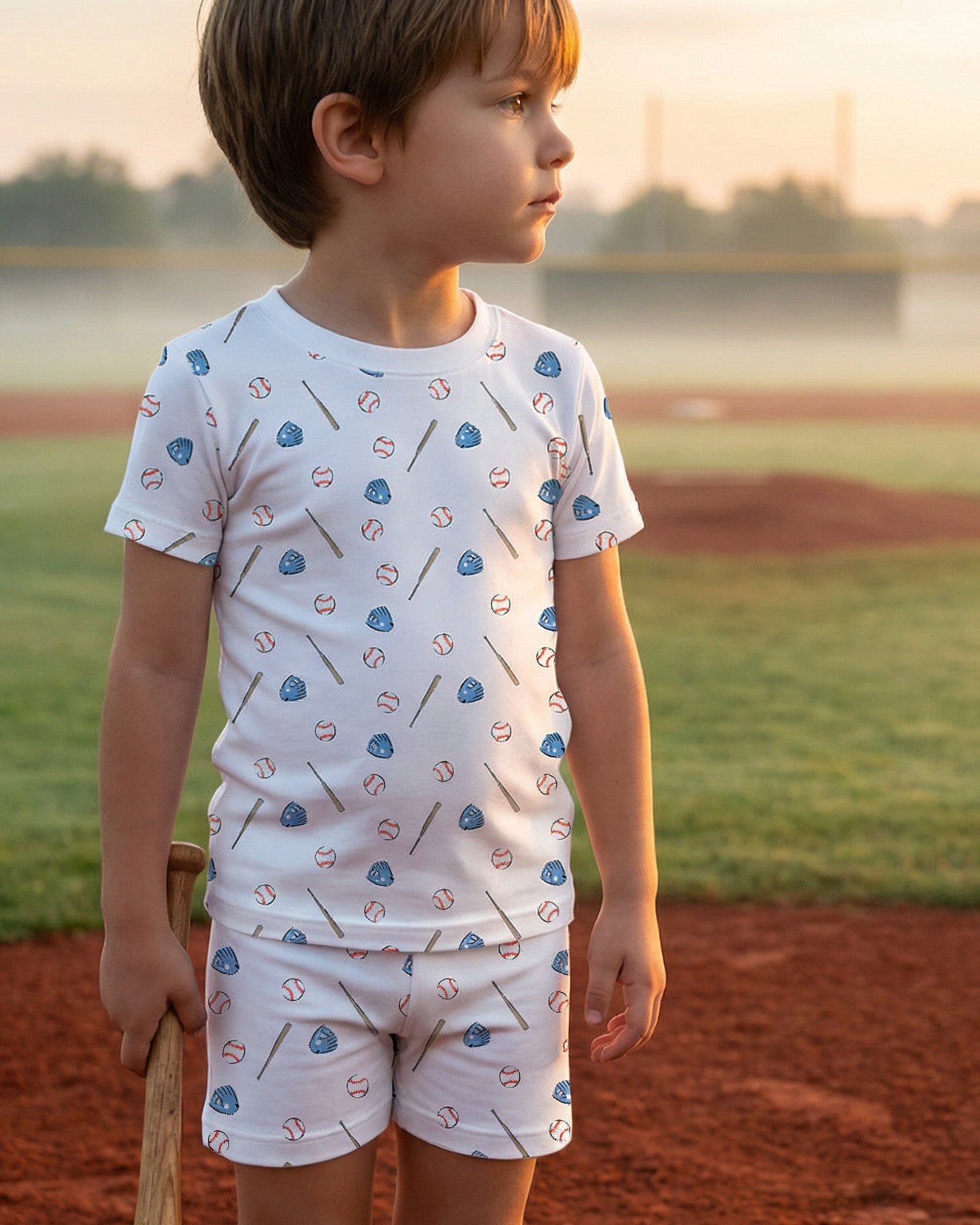 The Organic Short Sleeve Pajama Set [Batter Up]
