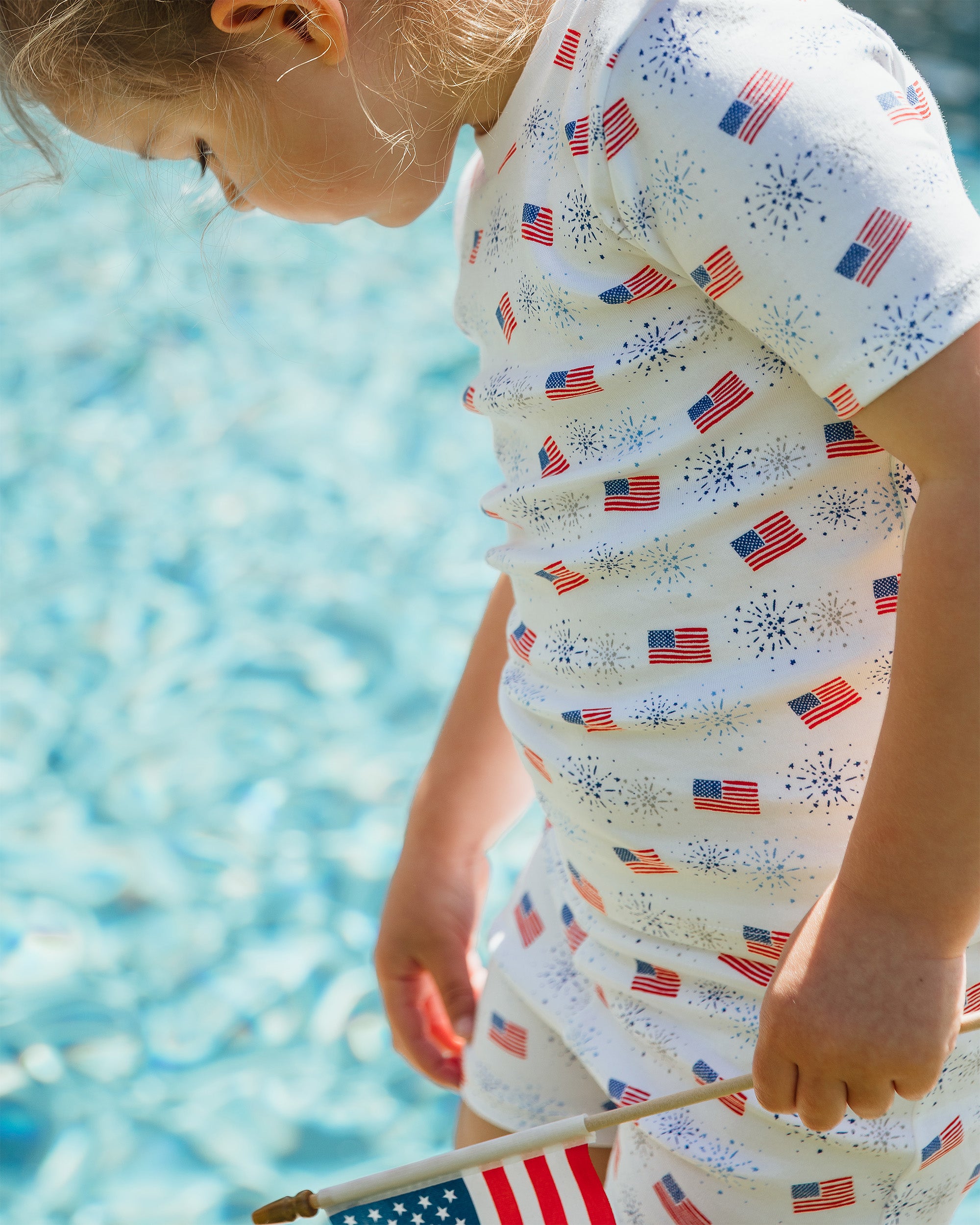 The Organic Short Sleeve Pajama Set [Flags and Fireworks]