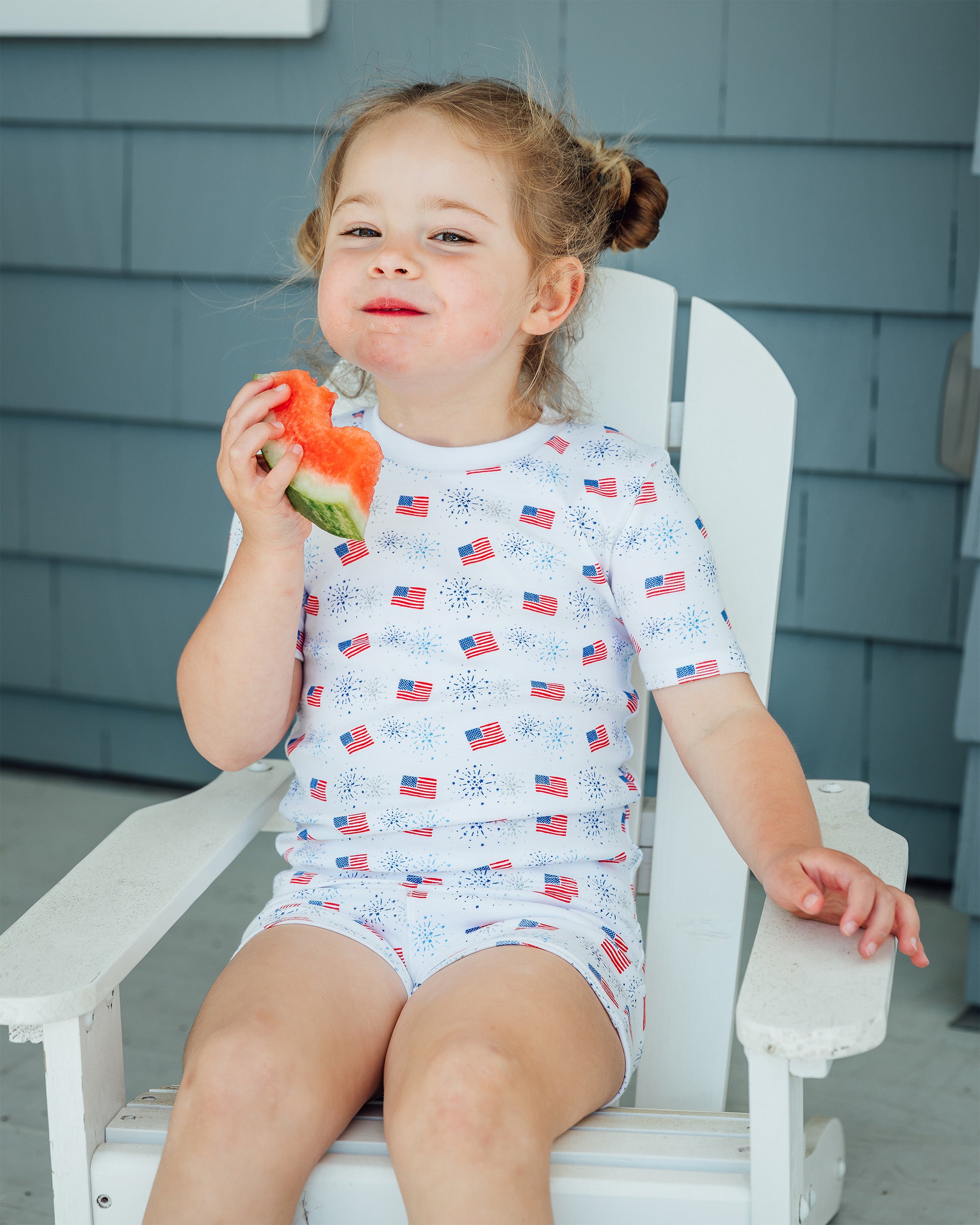The Organic Short Sleeve Pajama Set [Flags and Fireworks]