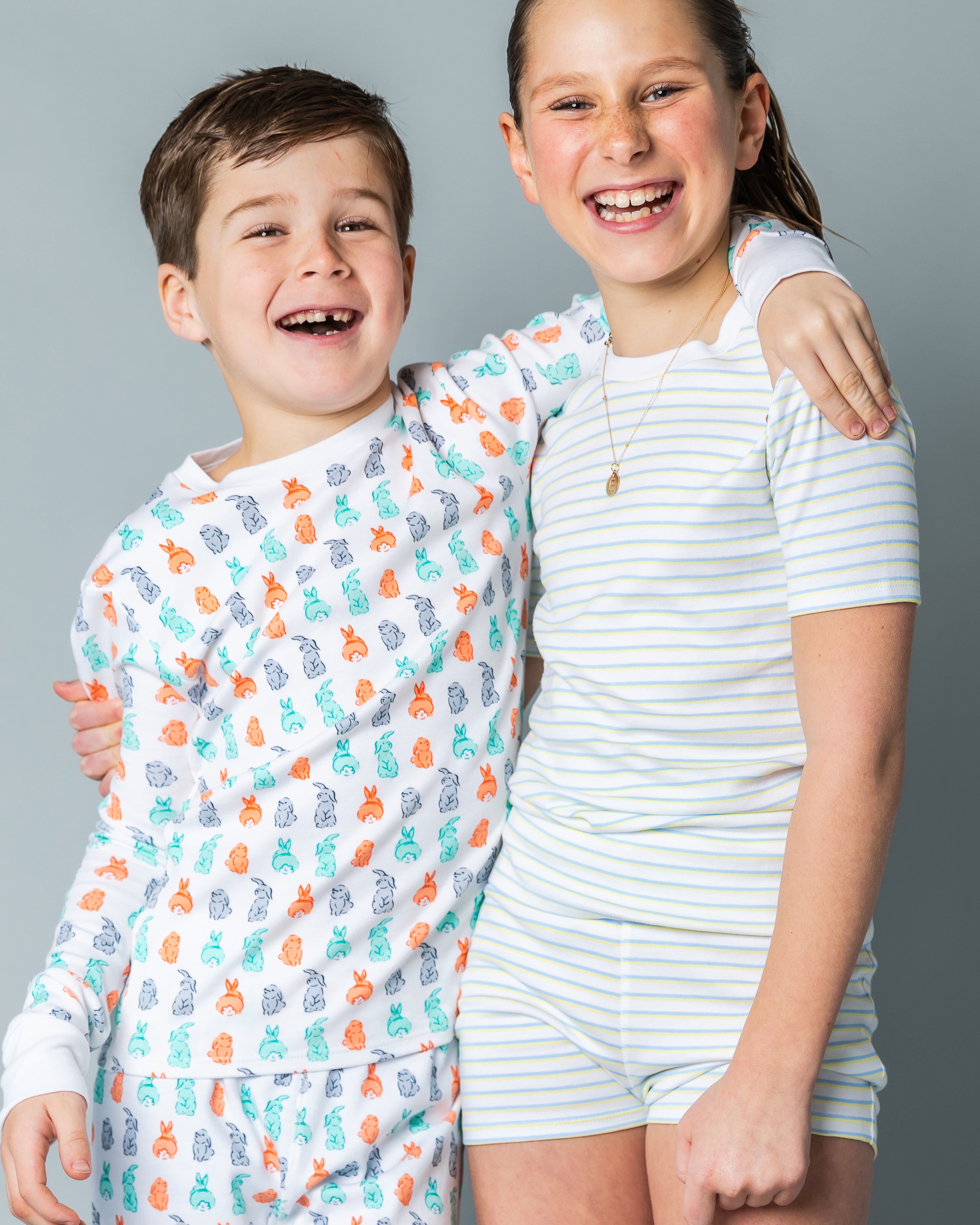 The Organic Short Sleeve Pajama Set [Lemon Double Stripe]