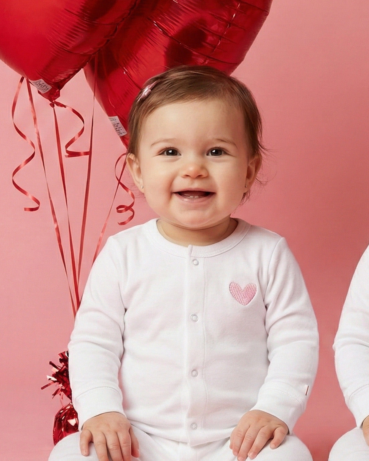 The Organic Snap Footie [White with Pink Heart]