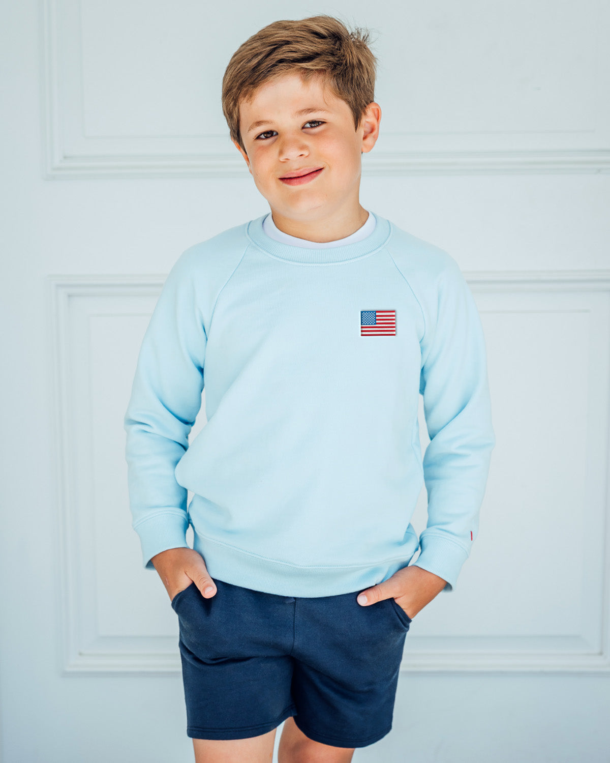 The Organic Pullover Sweatshirt American Flag [Ice Water]