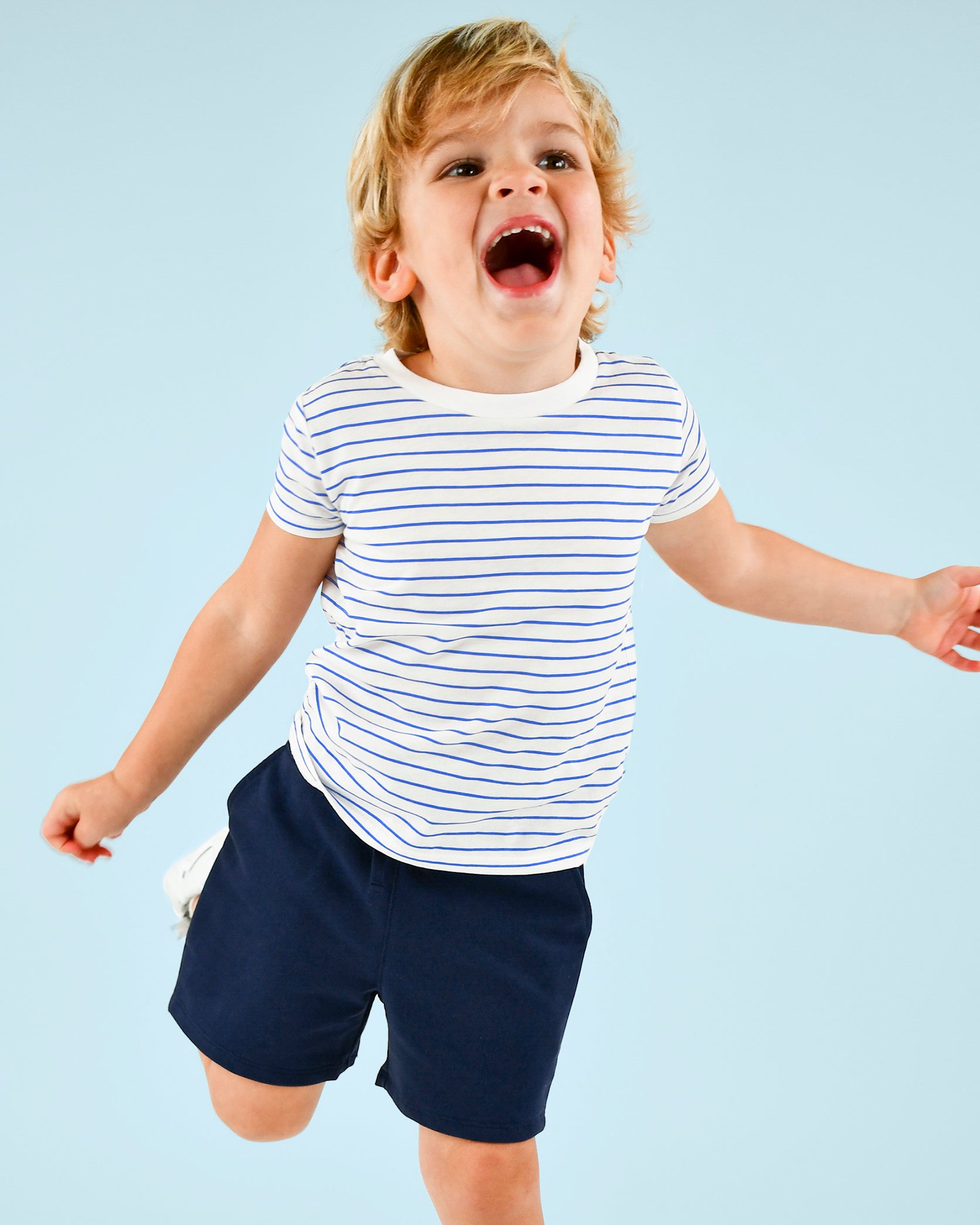 The Organic Short Sleeve Tee 3 Pack [White Navy Marine Blue Stripe]