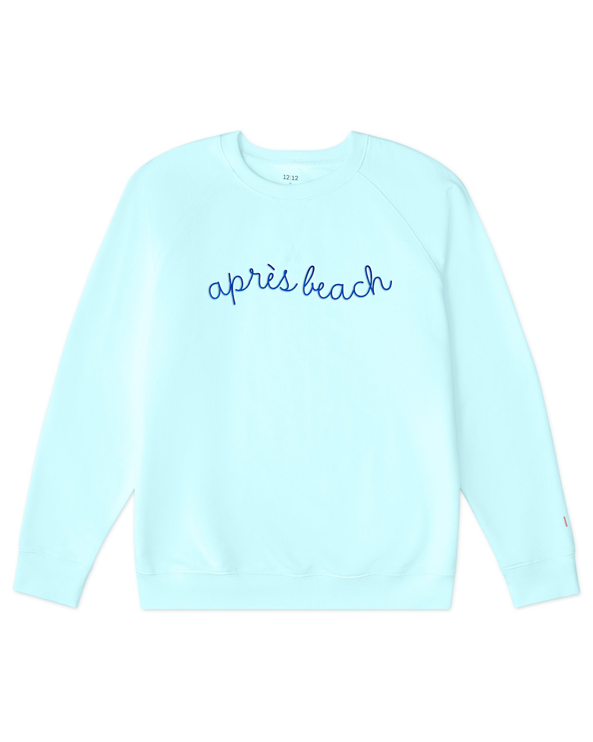 Women's Organic Embroidered Pullover Sweatshirt [Aqua Apres Beach]