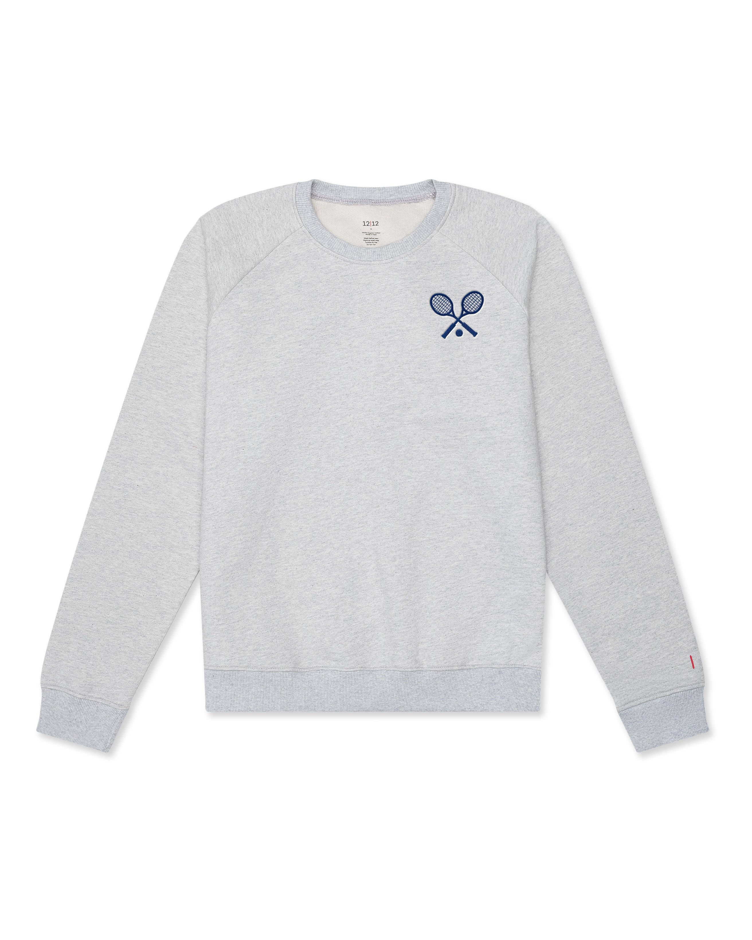 Women's Organic Embroidered Pullover Sweatshirt [Light Heather Grey Tennis]