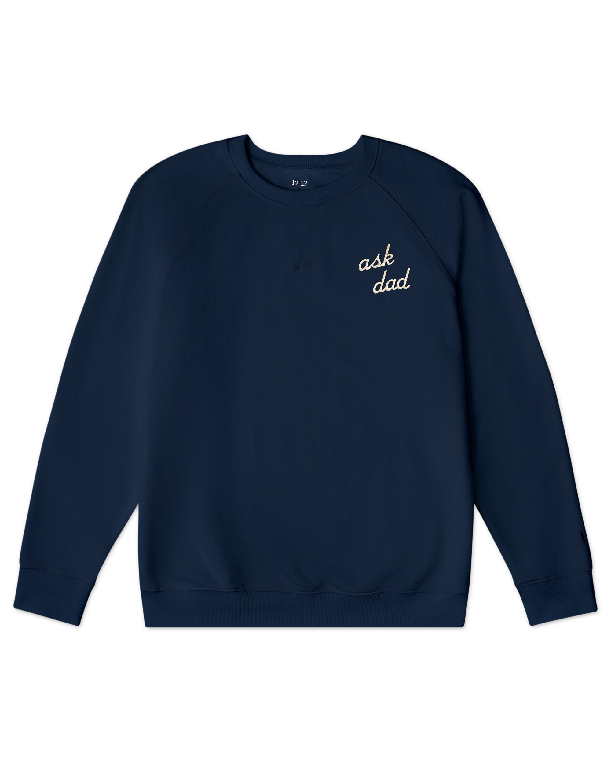Women's Organic Embroidered Pullover Sweatshirt [Navy Ask Dad]