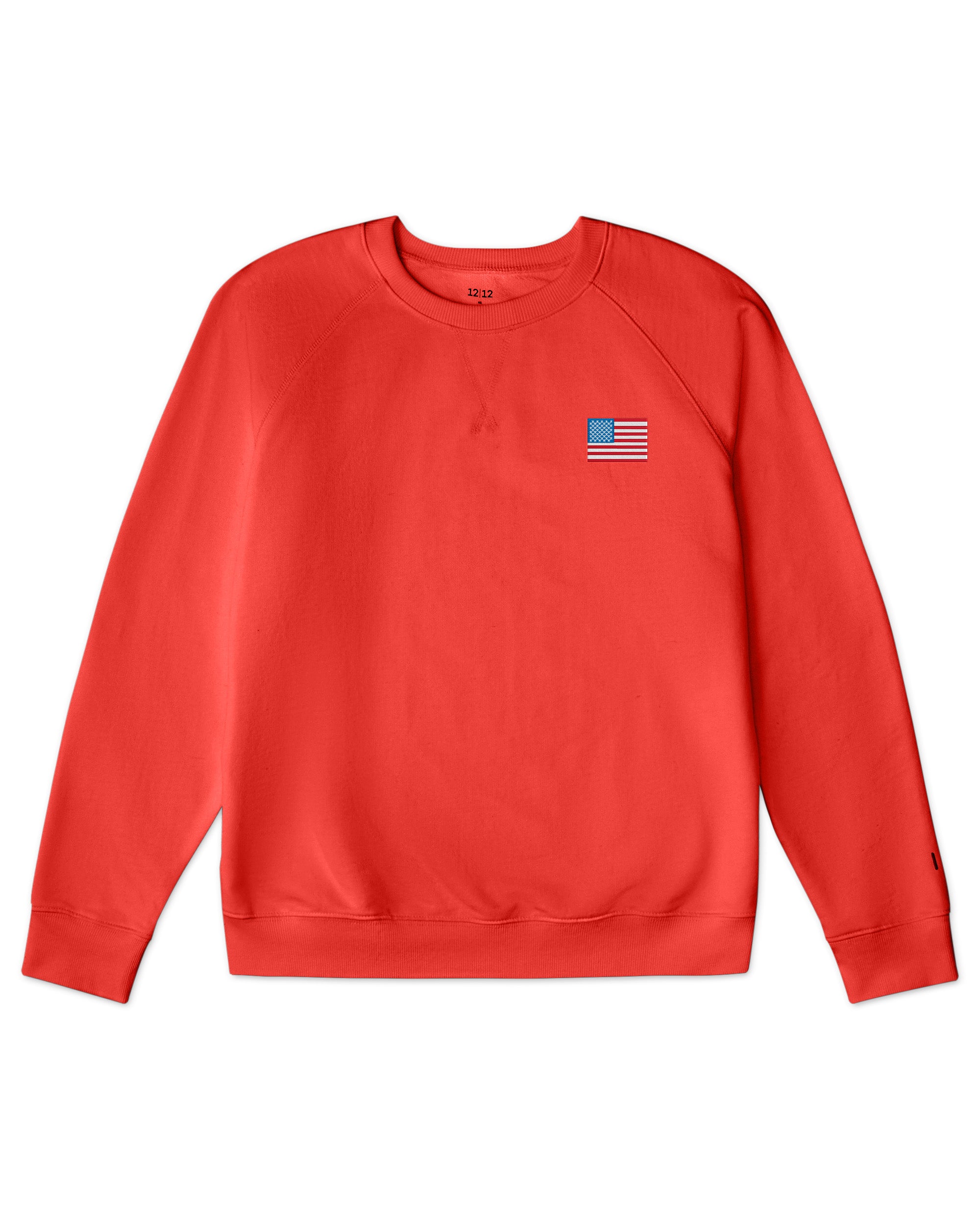 Women's Organic Pullover Sweatshirt American Flag [Poppy]