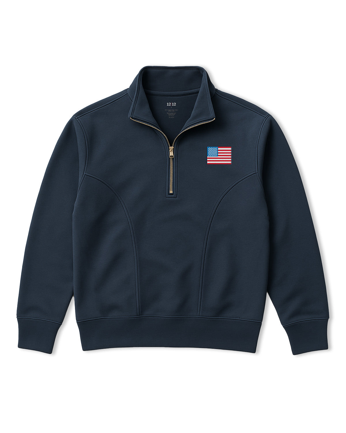 Women's Organic Half Zip Sweatshirt American Flag [Navy]