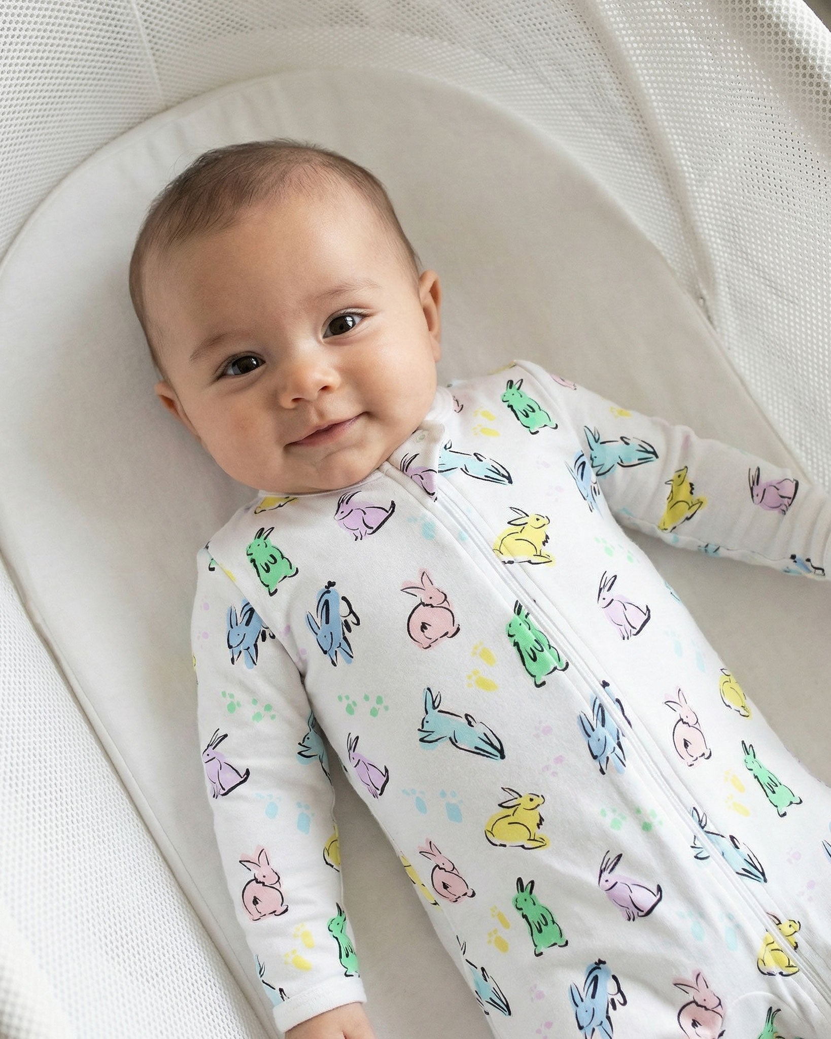 The Organic Zipper Footie [Bunny Hop]