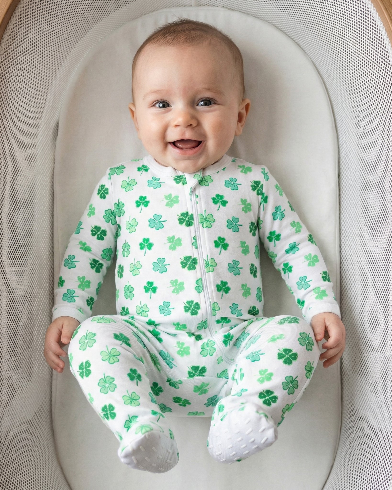 The Organic Zipper Footie [Shamrocks]