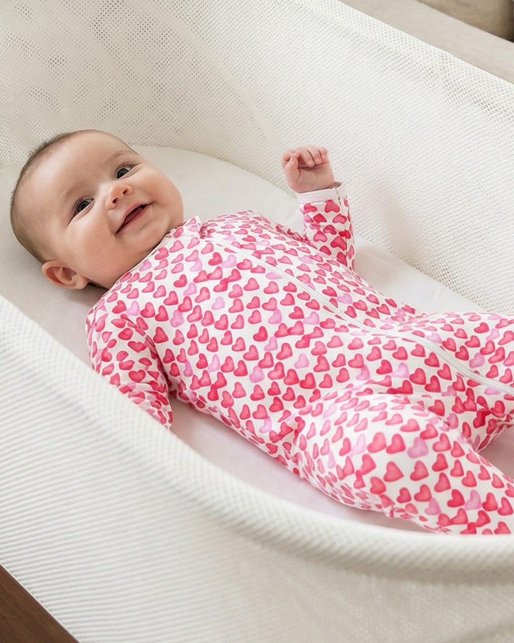 The Organic Zipper Footie [Sweethearts]