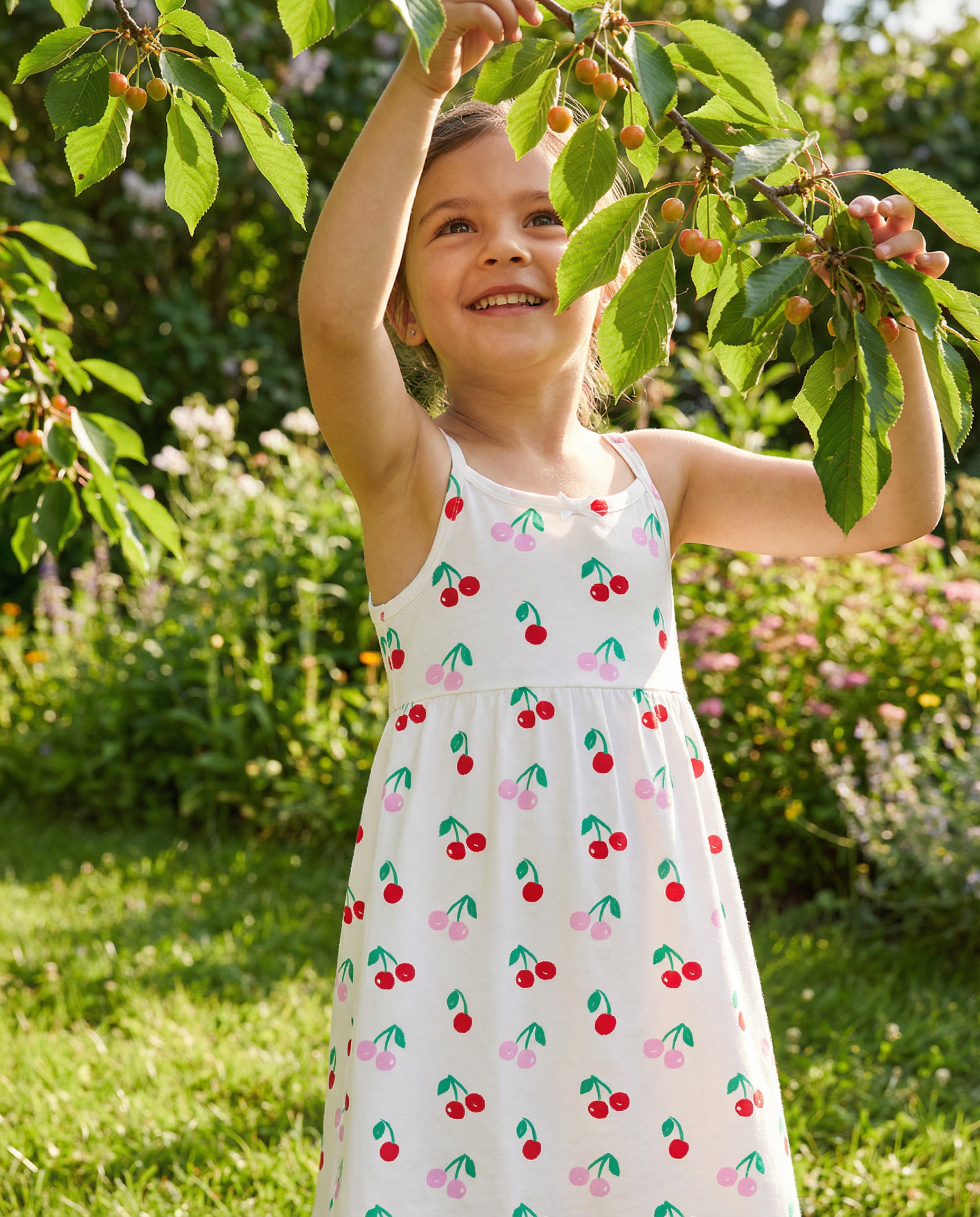 The Organic Rib Dress [Cherries]