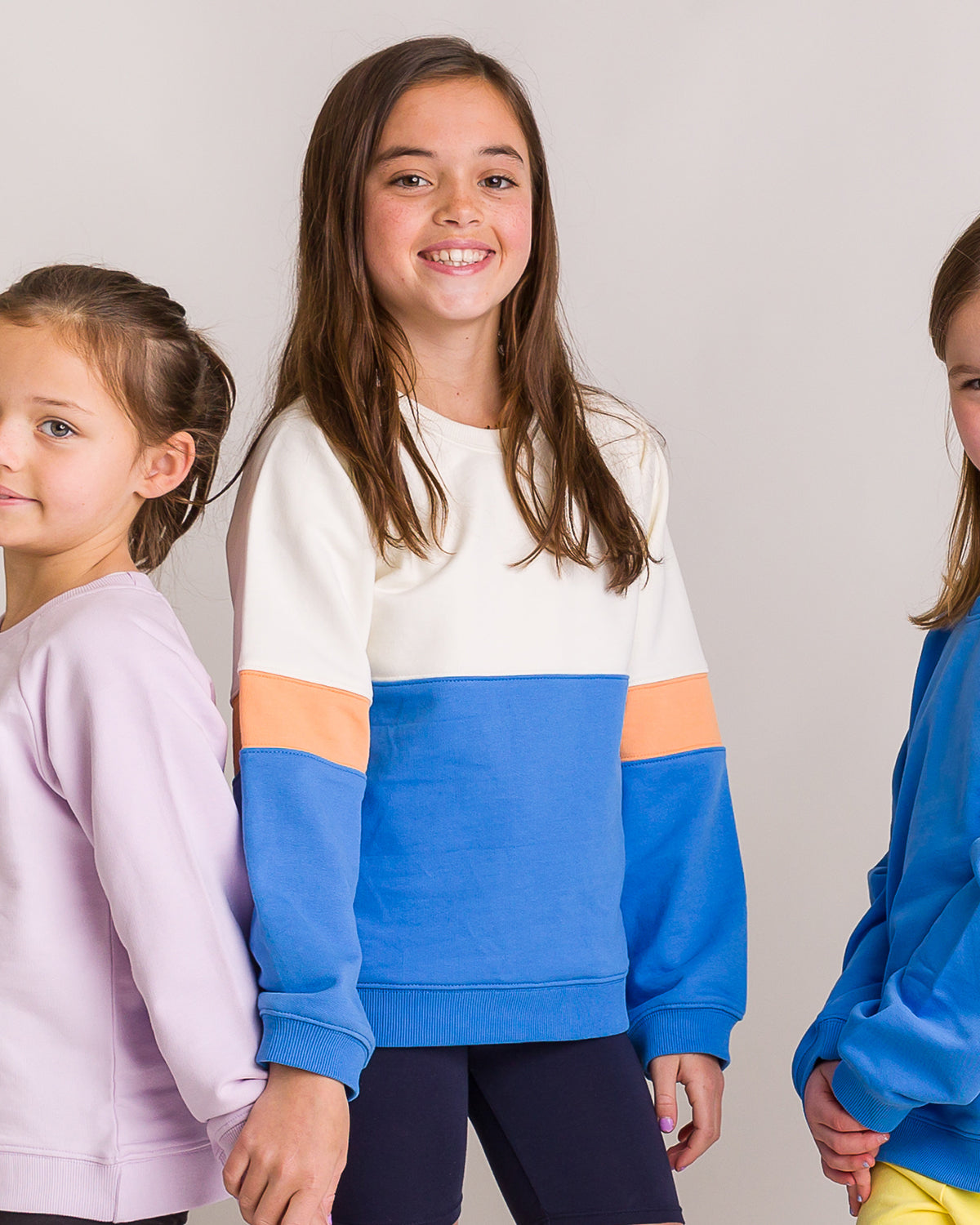 The Organic Colorblock Pullover Sweatshirt Hover #color_Marine Blue and Nectarine Color Block