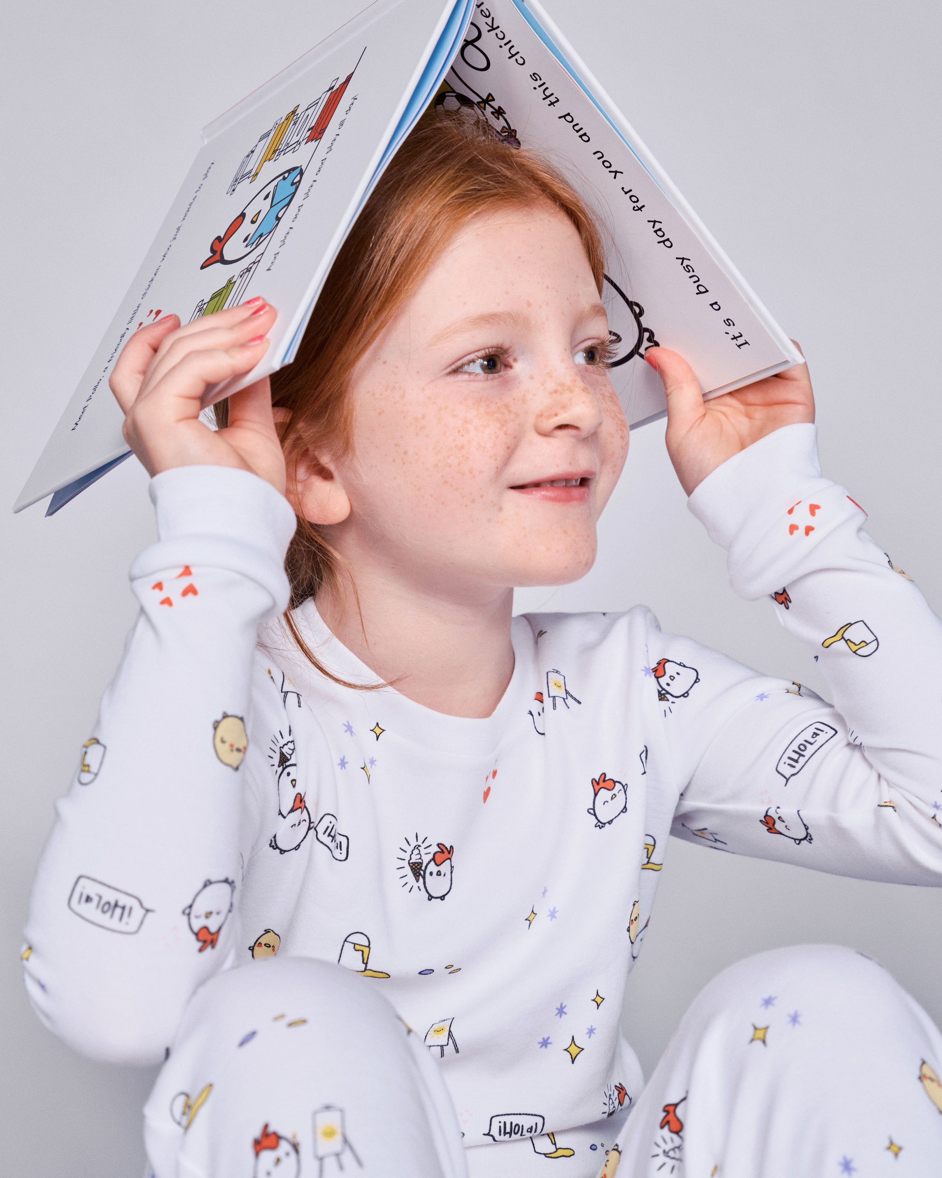 The Organic Long Sleeve Pajama Set and Book Gift Set Con Pollo #color_Con Pollo