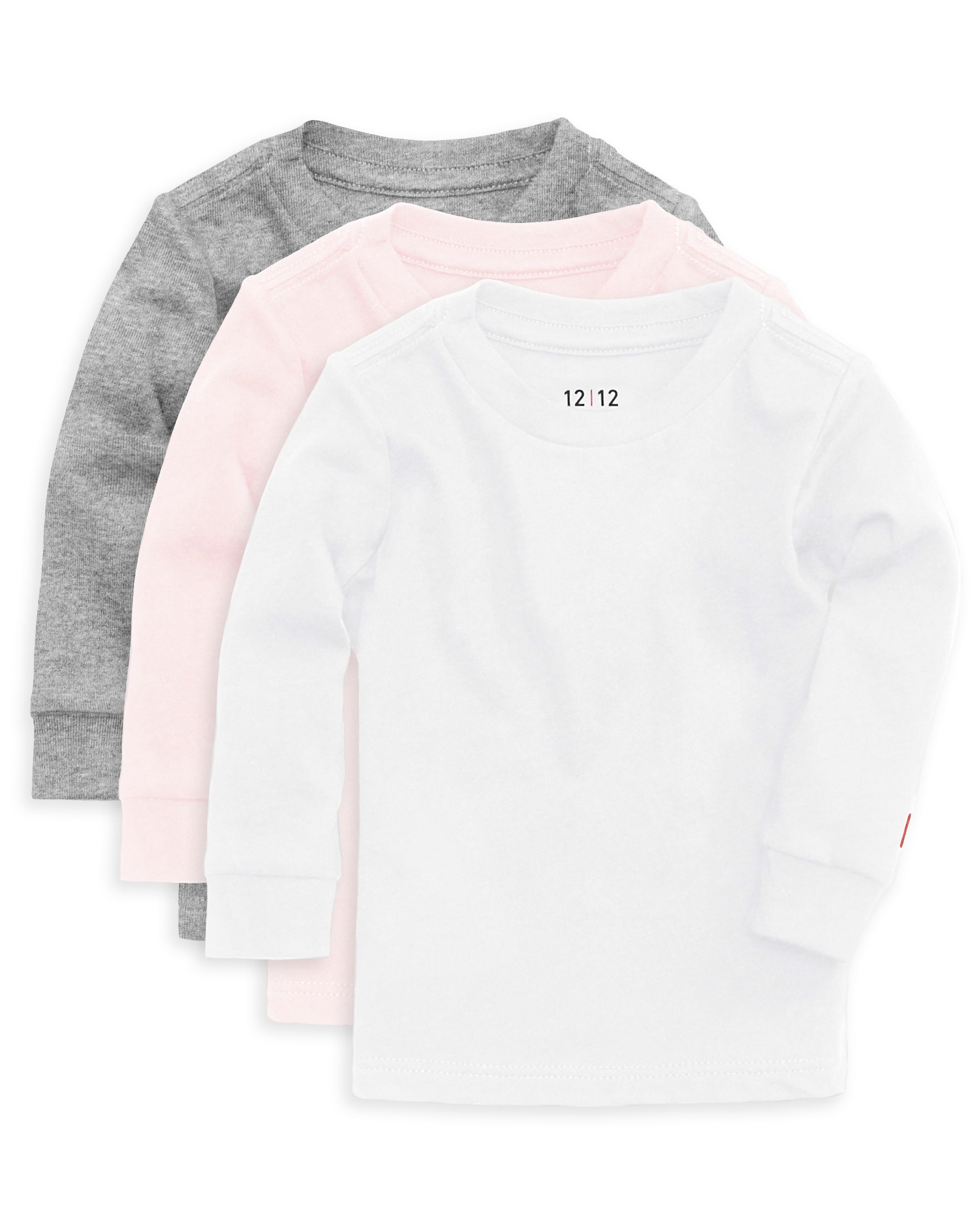 The Organic Long Sleeve Tee 3 Pack #color_Grey Pink White