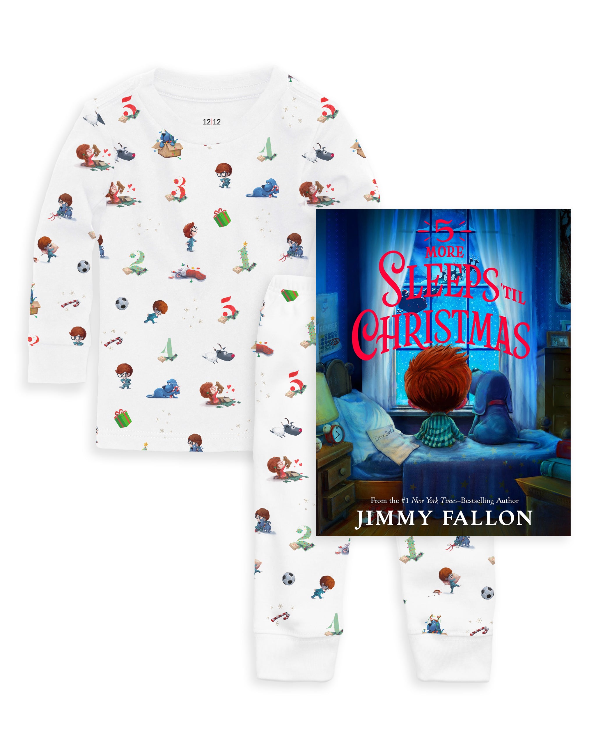 The Organic Long Sleeve Pajama and Book Gift Set 5 More Sleeps 'til Christmas